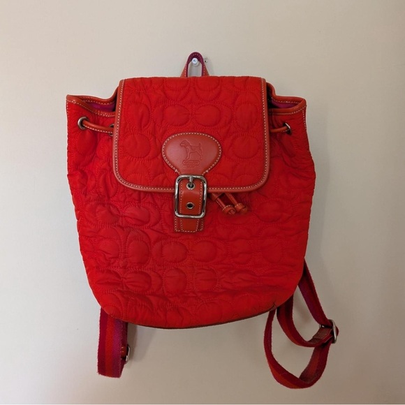 Red Quilted Coach Backpack - Picture 1 of 2